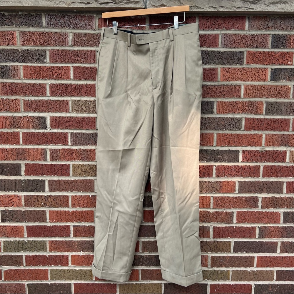 John Henry Tan Brown Straight Fit Dress Pants Trousers